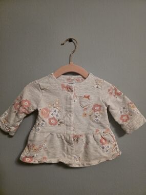 Carter's Gray Peplum Top with Peach Floral Print